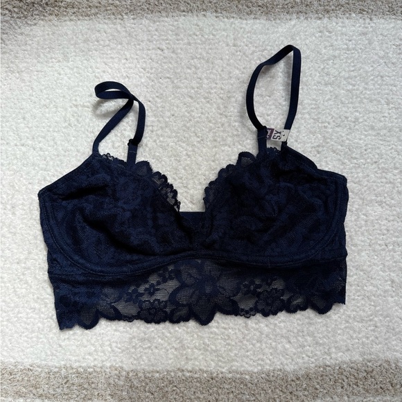 Navy Blue Lace Pink by Victoria Secrets Bralette - Picture 1 of 4